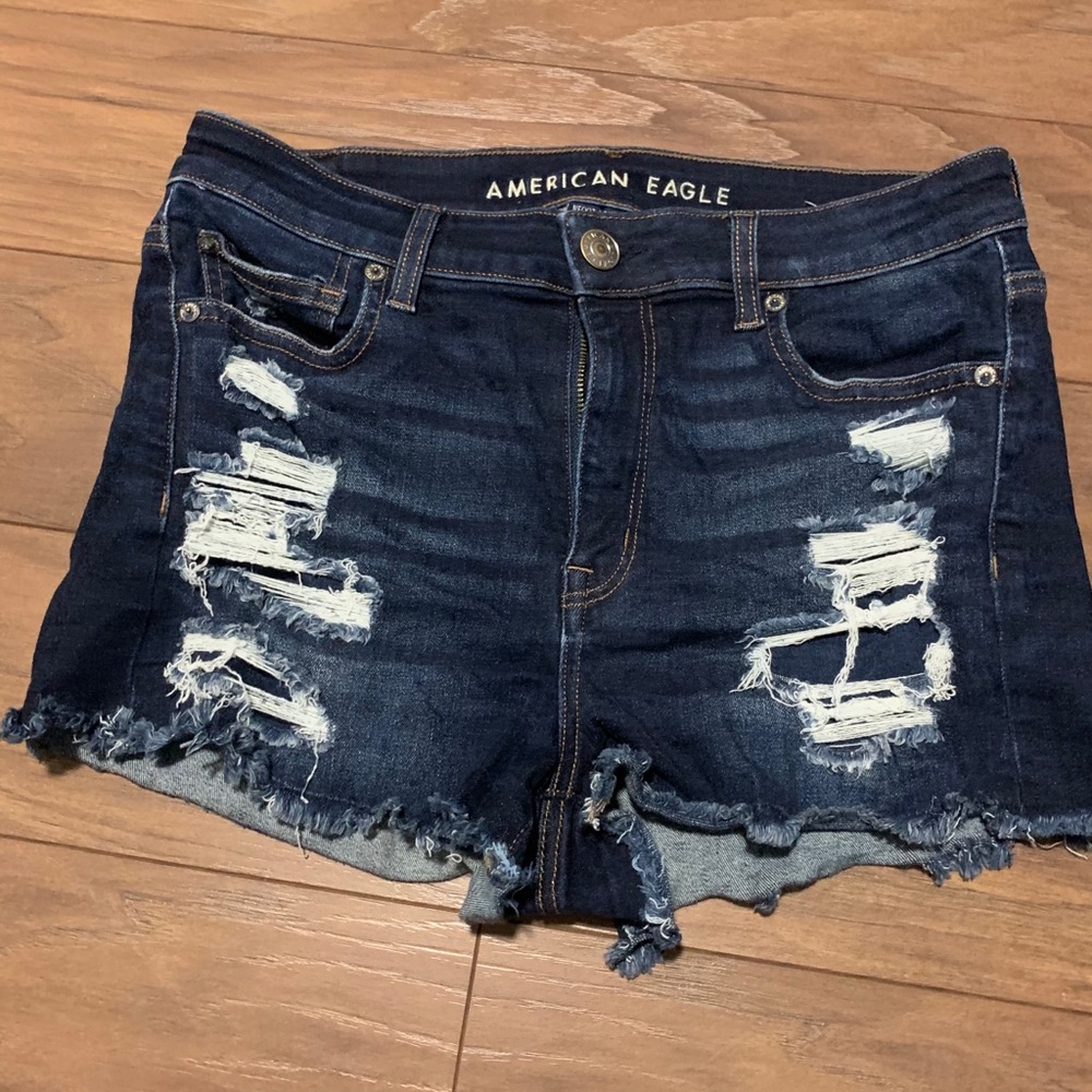 American Eagle ripped and repaired denim shorts